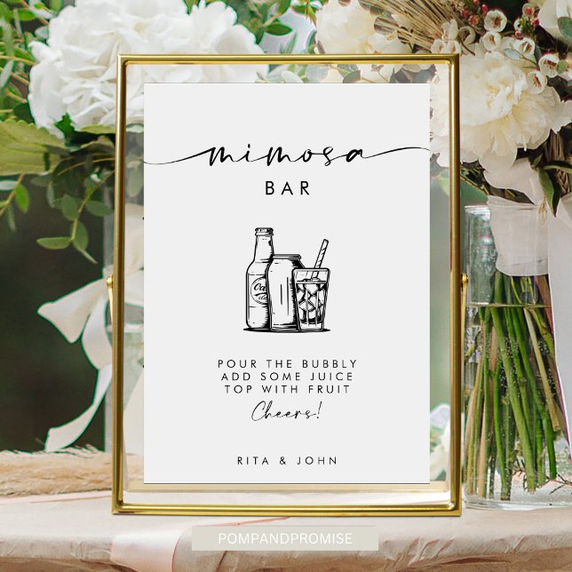 Chic Modern Script Mimosa Pub Bröllop-tecken Poster (Skapare uppladdad)
