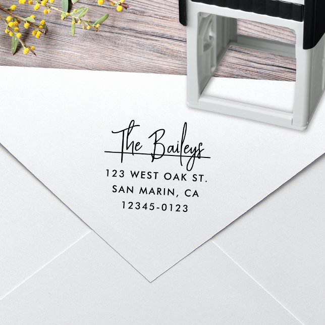 Chic Modern Script Namn Returadress Självfärgande Stämpel (Skapare uppladdad)