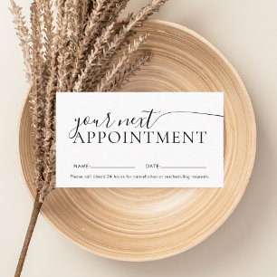 Chic Modern Script White Appointation Card Tidsbeställning Kort