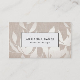 Chic Modern Silver Löv Nature Tan Linen LOOK Visitkort