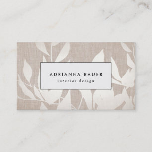 Chic Modern Silver Löv Nature Tan Linen LOOK Visitkort