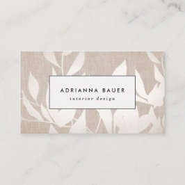 Chic Modern Silver Löv Nature Tan Linen LOOK Visitkort