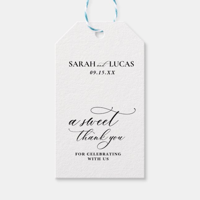 Chic Modern Snyggt Elegant bröllop Tack Presentetikett (Framsidan)