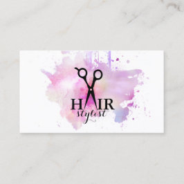 chic modern stylist för vattenfärghairstylisthår visitkort