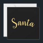 Chic - Modern svart bakgrund i jultomtskript Julkort<br><div class="desc">Spelande och elegant är en god nyhet för julfirandet av Jultomten. Den här designen har centrerad "tomttext" skriven i vackra,  varma skript mot en solid svart bakgrund med djup rik. Texten kan vara personlig.</div>