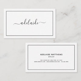Chic Modern svartvit hårformatlist-skript Visitkort