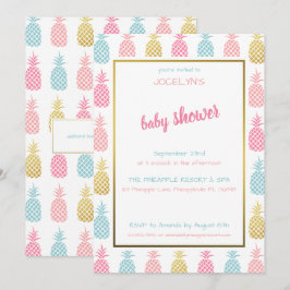 Chic Modern Tropisk Pineapple Baby Shower Inbjudningar
