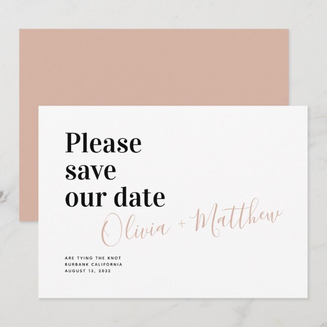 Chic Modern Typografi Spara datum Datumet (Fram/baksida)