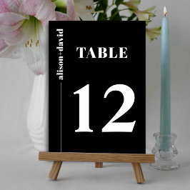 Chic modern typografi svart minimalist bröllop bordsnummer
