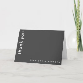 Chic Modern Typografi | Svartvit Bröllop Tack Kort