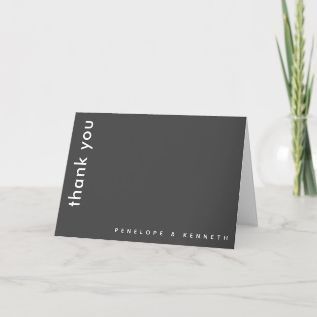 Chic Modern Typografi | Svartvit Bröllop Tack Kort (Framsida)