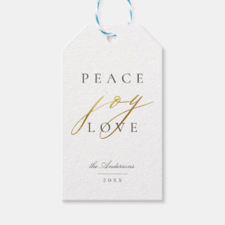 Chic Modern Typography Peace Joy Kärlek Helgdag Presentetikett