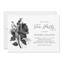 Chic Modern Watercolor Black Ro Tea Party