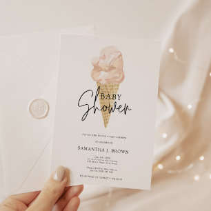 Chic Modern Watercolor Ice Cream Baby Shower Inbjudningar