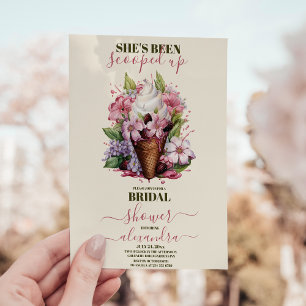 Chic Modern Watercolor Ice Cream Möhippa Inbjudningar