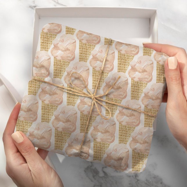 Chic Modern Watercolor Ice Cream Sommar Presentpapper (Skapare uppladdad)