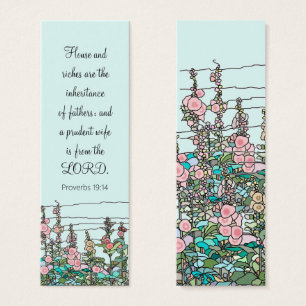 Chic Modern Watercolor Mint Rustic Flower Bookmark Litet Visitkort