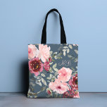 Chic Modern Watercolor Rosa Burgundy Blommigt Namn Tygkasse<br><div class="desc">Den här moderna designen har en söt vattenfärgsfärgad blommigt av blommor och rosa i tealbakgrund med personlig namn. Anpassa genom att redigera texten i textrutan som medföljer #blommigt #botanical #tote #totebag #säckar #handväskor #tillbehör #tillbehör #mode #mode #stil #snyggt #design #trendig #trending</div>
