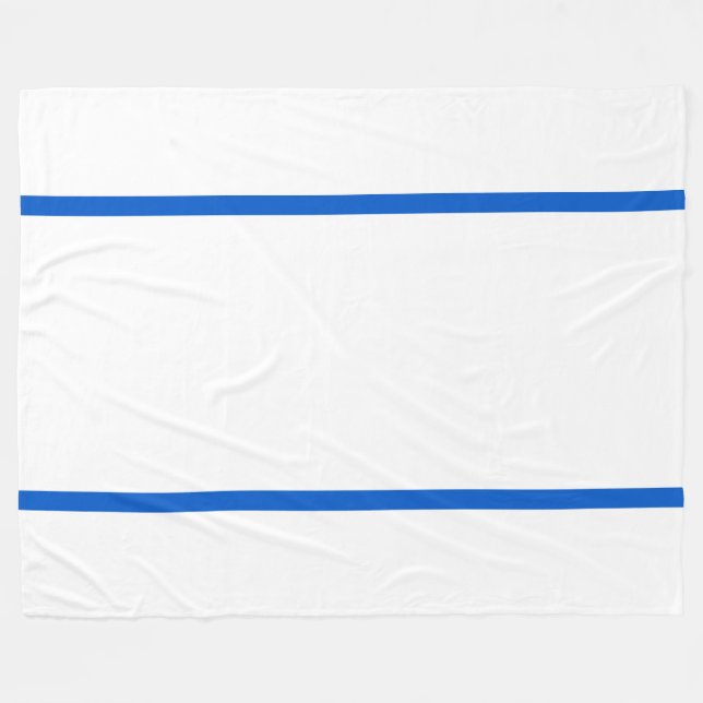 Chic Modern White Slender Bright Blue Kant Rand Fleecefilt (Framsidan (Horisontell))