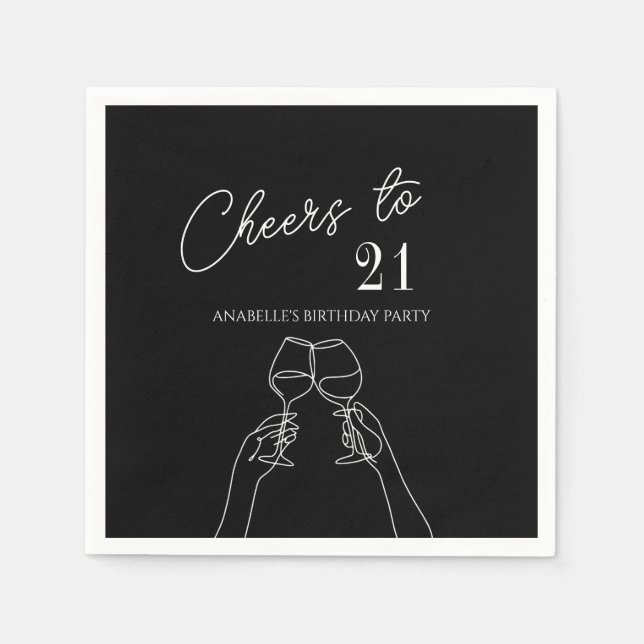 Chic moderna jägare till 21:a födelsedag party pappersservett (Framsidan)