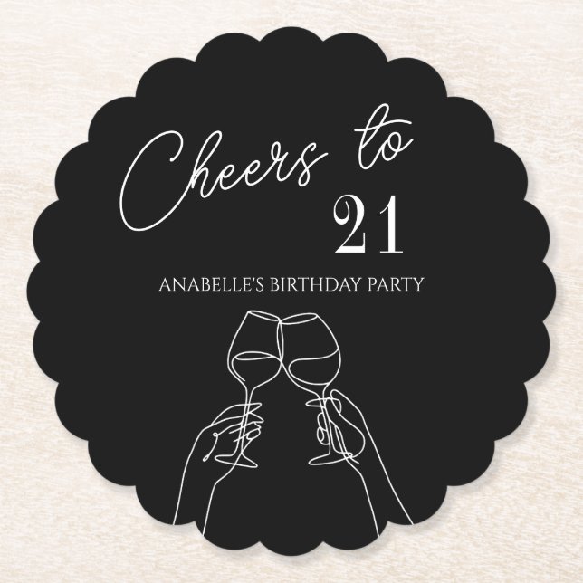 Chic moderna jägare till 21:a födelsedag party underlägg papper (Framsida)