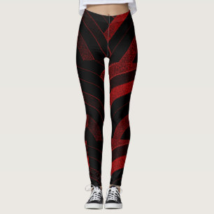 chic moderna röda/svarta chevrons leggings