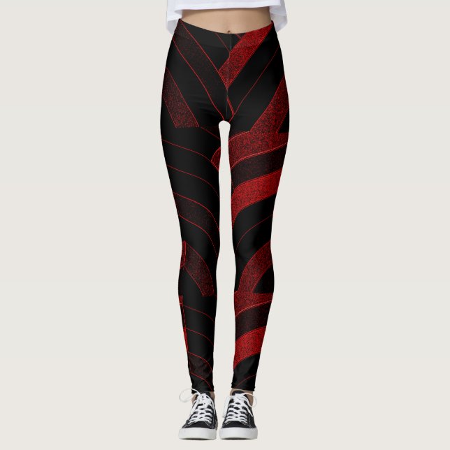 chic moderna röda/svarta chevrons leggings (Framsida)