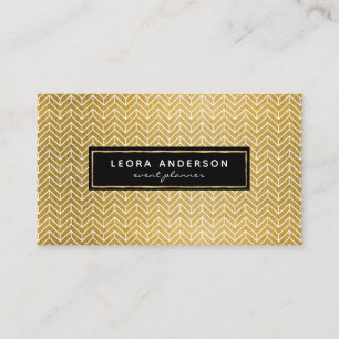 Chic modernt guld- Herringbonemönster Visitkort