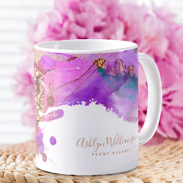 Chic, modernt guld rosa lila stänk kaffemugg