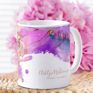 Chic, modernt guld rosa lila stänk kaffemugg