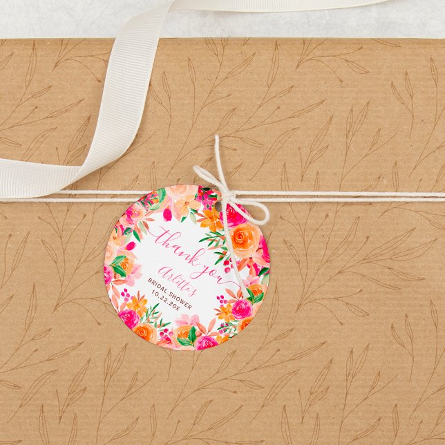 Chic möhippa för vattenfärgen Fet blommigt med fet Gåvor Etiketter (Chic Bold fall floral watercolor bridal shower Favor Tags)