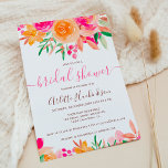 Chic möhippa för vattenfärgen Fet blommigt med fet Inbjudningar<br><div class="desc">Modern chic med fetstil och blommigt med möhippa med skarp orange,  persika,  rosa och grönt,  blommor bouquet och skriptteckensnitt för elegant.</div>