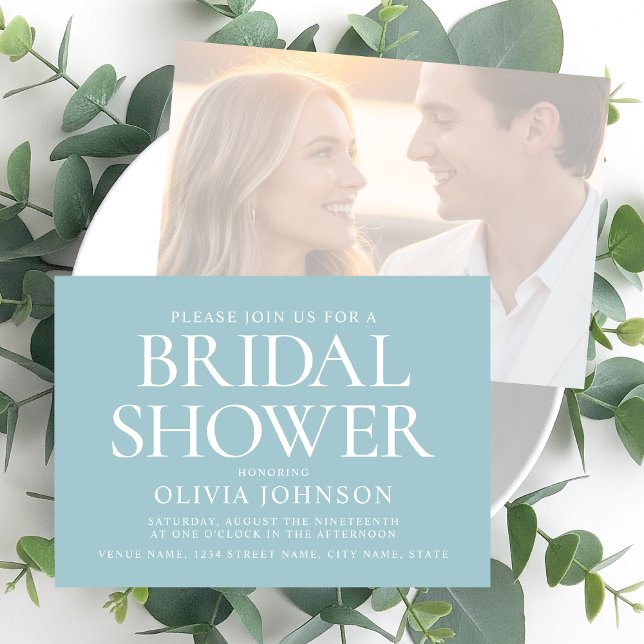 Chic Möhippa Fototypografi Bröllop Teal Inbjudningar (Skapare uppladdad)