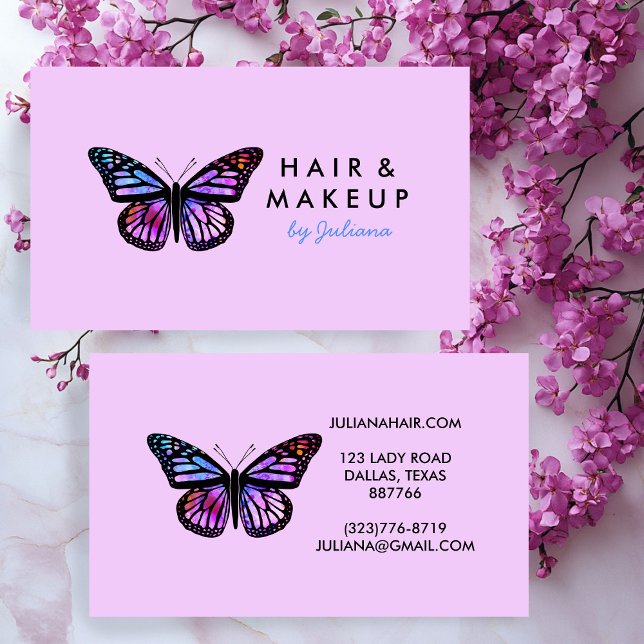 Chic Monarch Butterfly Elegant Watercolor Lilac Visitkort (Chic Monarch Butterfly Elegant Watercolor Lilac Business Card
)