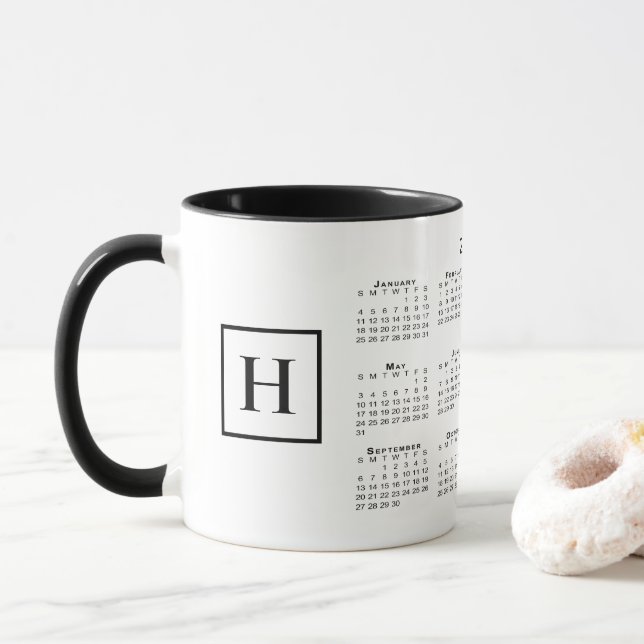 Chic Monogram 2026 Kalender Mugg (Med munk)