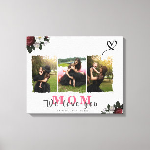 Chic Monogram 3 Photo Collage Mor-familjen Canvastryck
