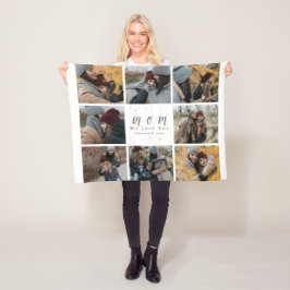 Chic Monogram Anpassningsbar 8 Photo Collage Mor F Fleecefilt