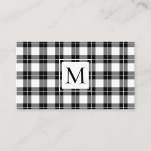 Chic Monogram Black and White Play Mönster Visitkort