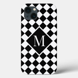 Chic Monogram Black White Checkated Mönster