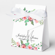 Chic: Monogram Blommigt Bröllopsruta för vattenfär