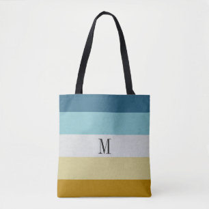 Chic Monogram Blue Gult White Leather Rand Tygkasse