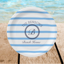 Chic Monogram Blue Rand Family Beach House