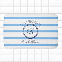 Chic Monogram Blue Rand Family Namn Beach House