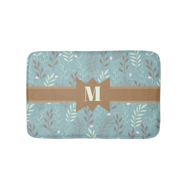 Chic Monogram Botanical Mönster Badrumsmatta (Framsidan)