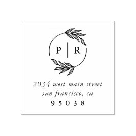 Chic Monogram Bröllop Returadress Stämpel