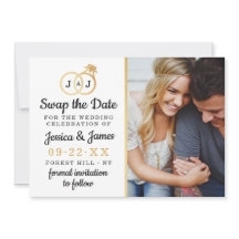 Chic Monogram Bröllop Ringar Spara eller byte av d