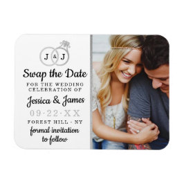 Chic Monogram Bröllop Ringar Spara eller byte av d Magnet