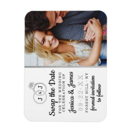 Chic Monogram Bröllop Ringar Spara eller byte av d Magnet