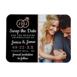 Chic Monogram Bröllop Ringar Spara eller byte av d Magnet