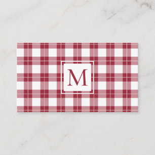 Chic Monogram Burgundy och White Play Mönster Visitkort
